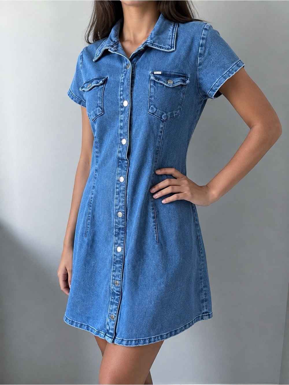 Guess denim jeans short sleeve mini dress, size youth XL